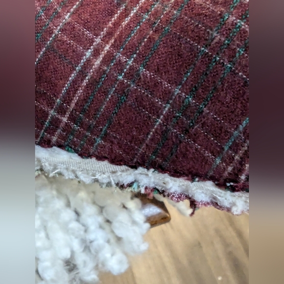 Festive Patchwork Santa Throw  Star Pillow. Patchwork. Rustic Decor. EUC. 18". - Picture 9 of 13